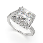 3.35 Carat VS1 D Lab Grown Diamond Halo Pave Princess Ring